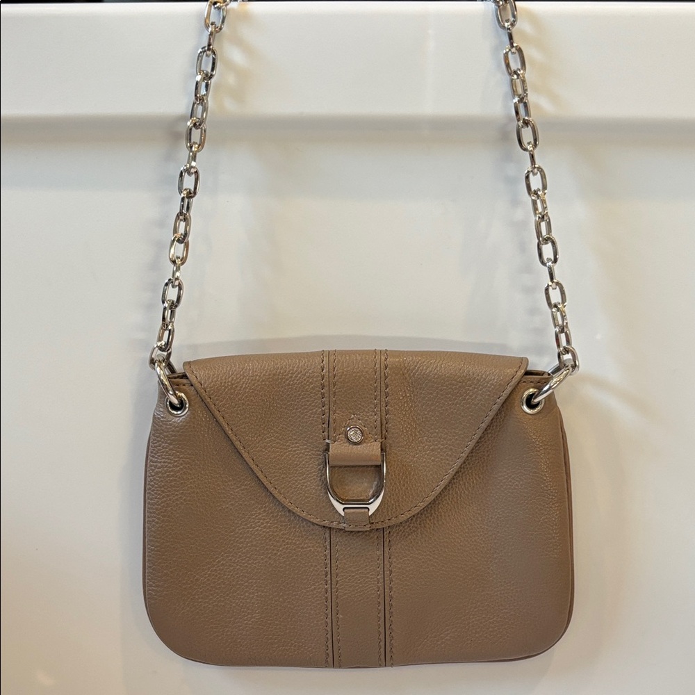 Cole Haan Vintage 2000s Tan Leather Shoulder Bag Buckle Flap Y2K Minimalist
